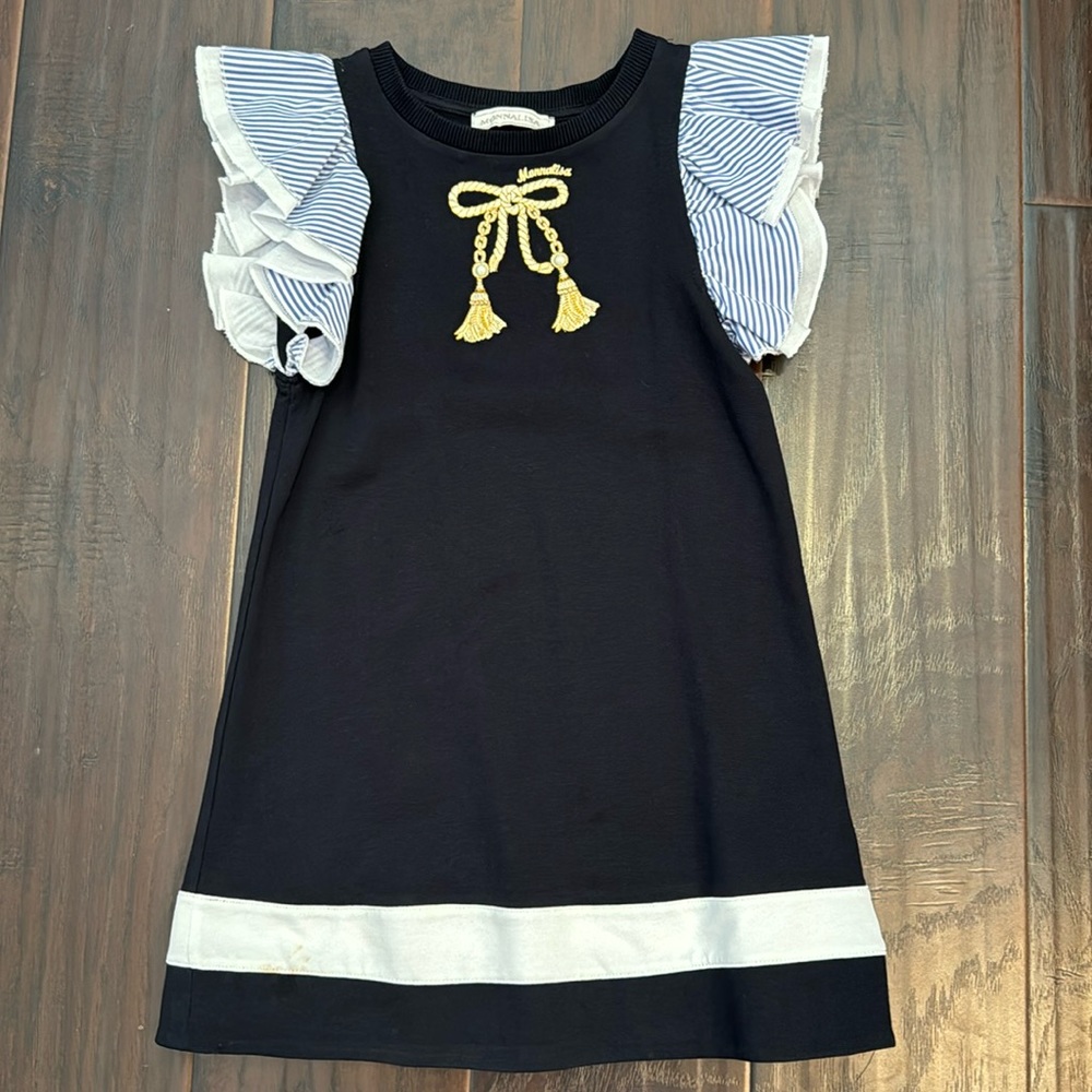 Girls Monnalisa Navy Dress